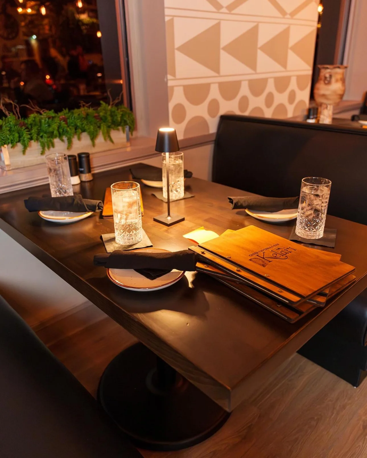 Cozy restaurant table set for dining with elegant decor