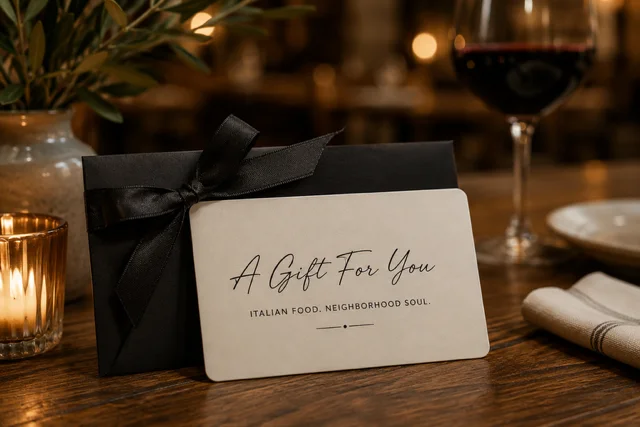 Elegant gift card for Italian dining experience