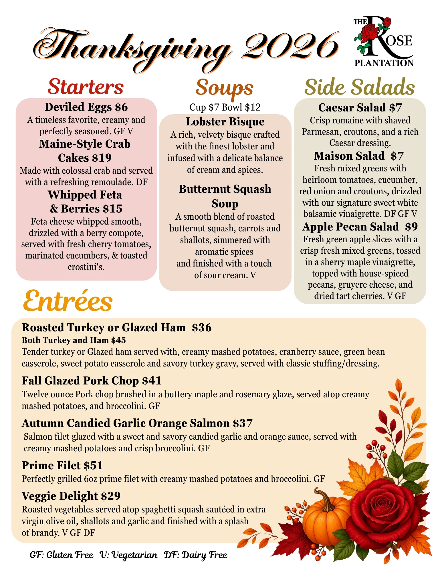 Thanksgiving Menu