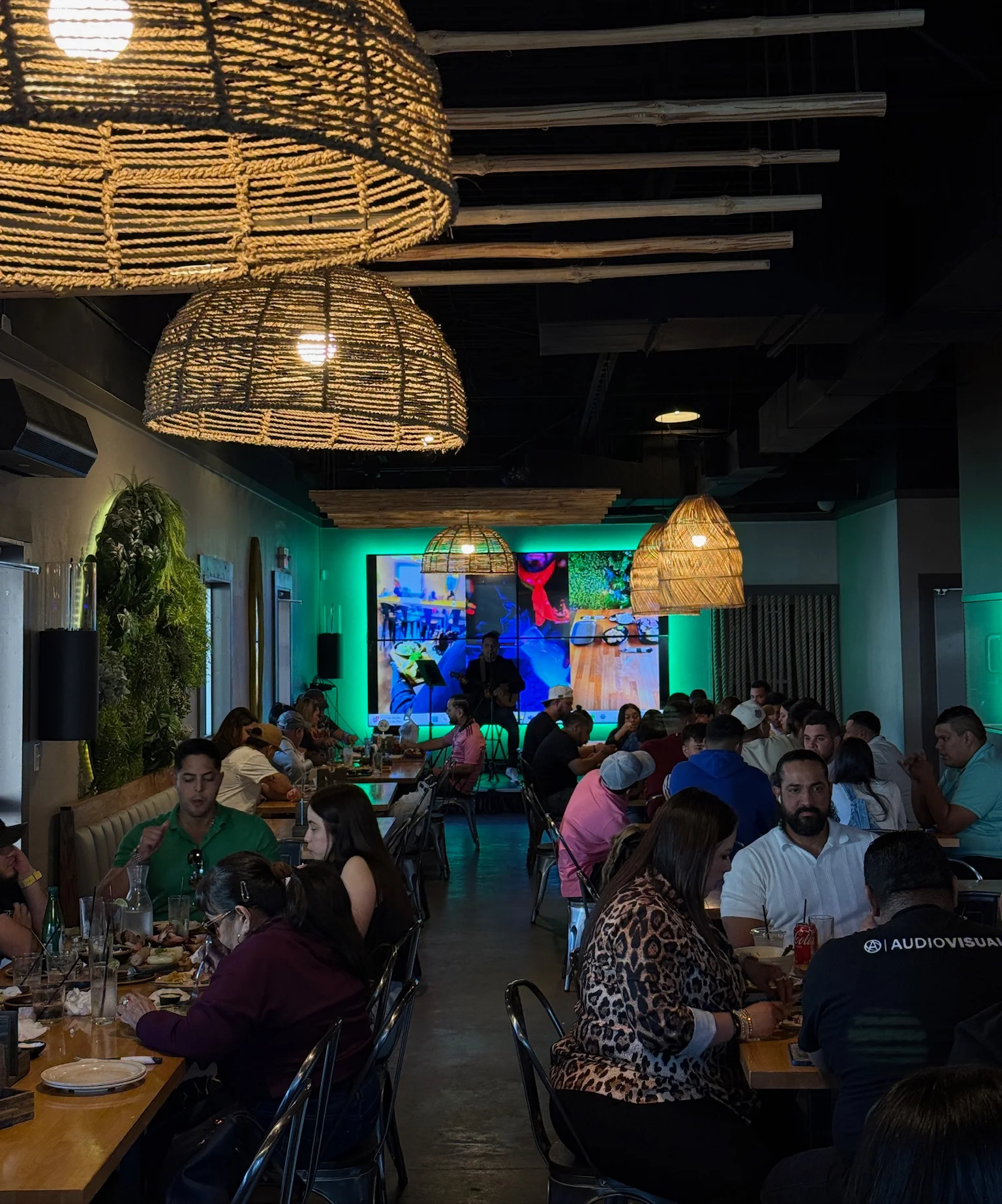 Vibrant restaurant interior with lively dining atmosphere