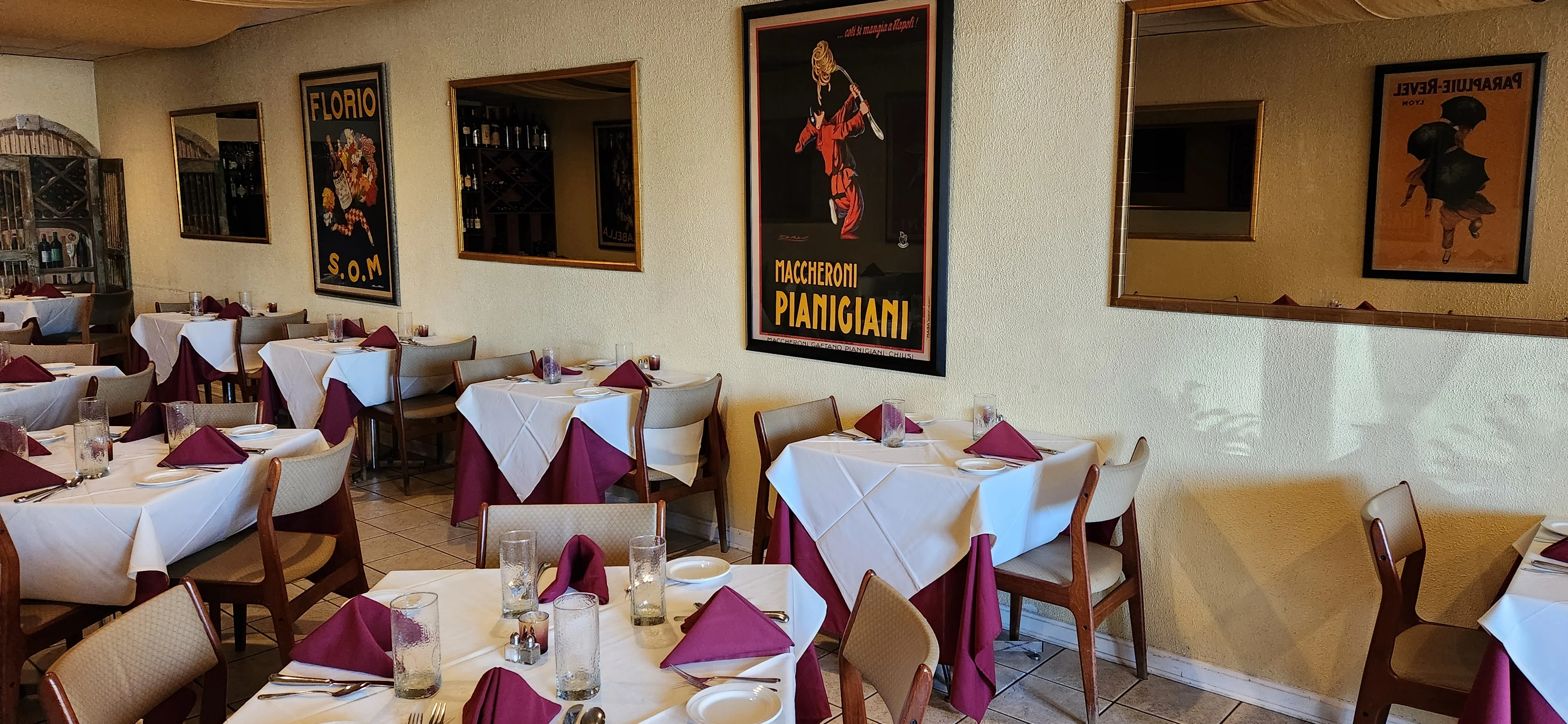 Cozy Italian restaurant interior with elegant table settings