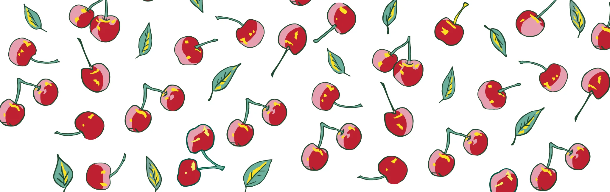Colorful cherry pattern illustration on a white background
