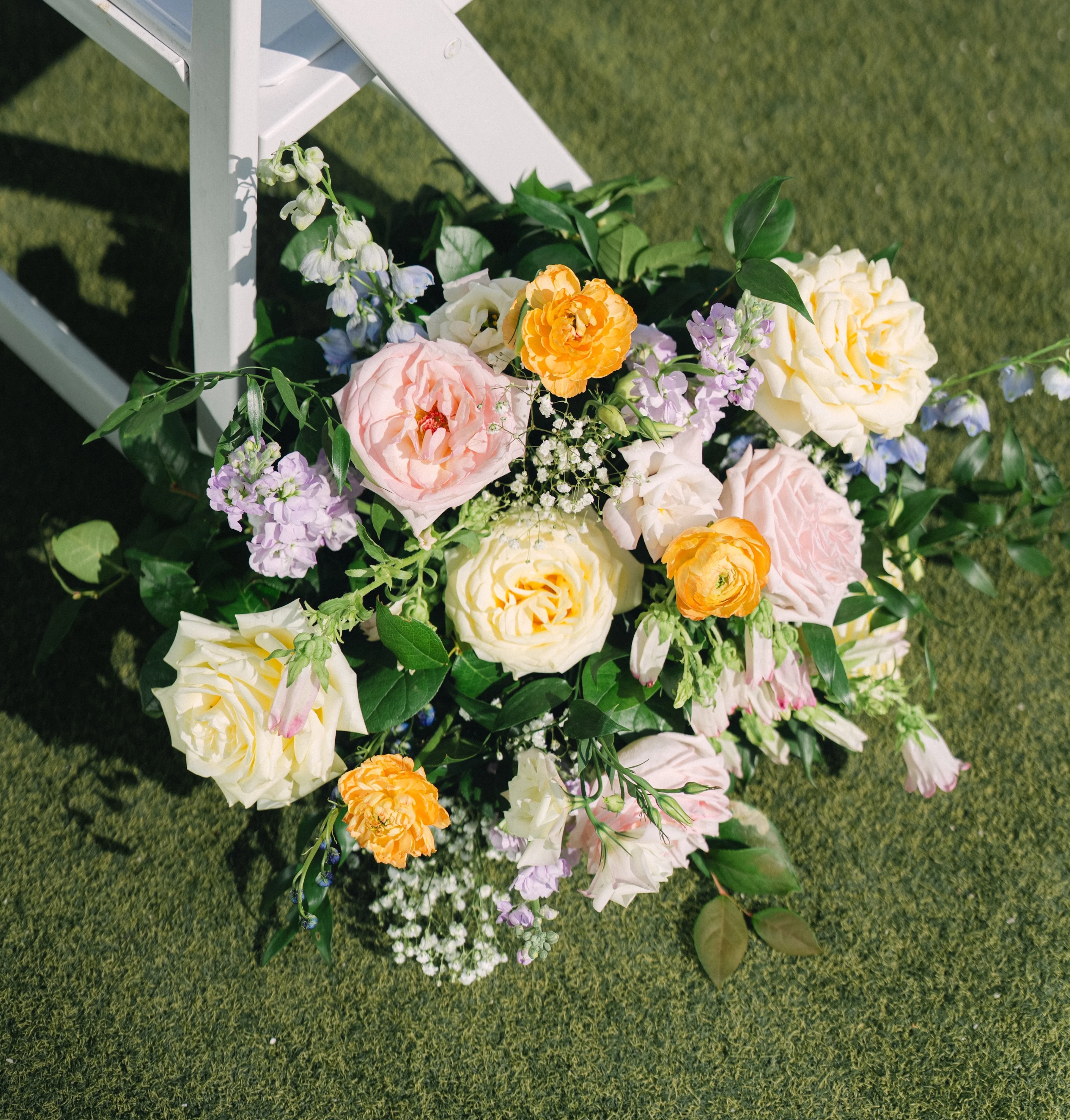 Beautiful floral arrangement at a wedding ceremony