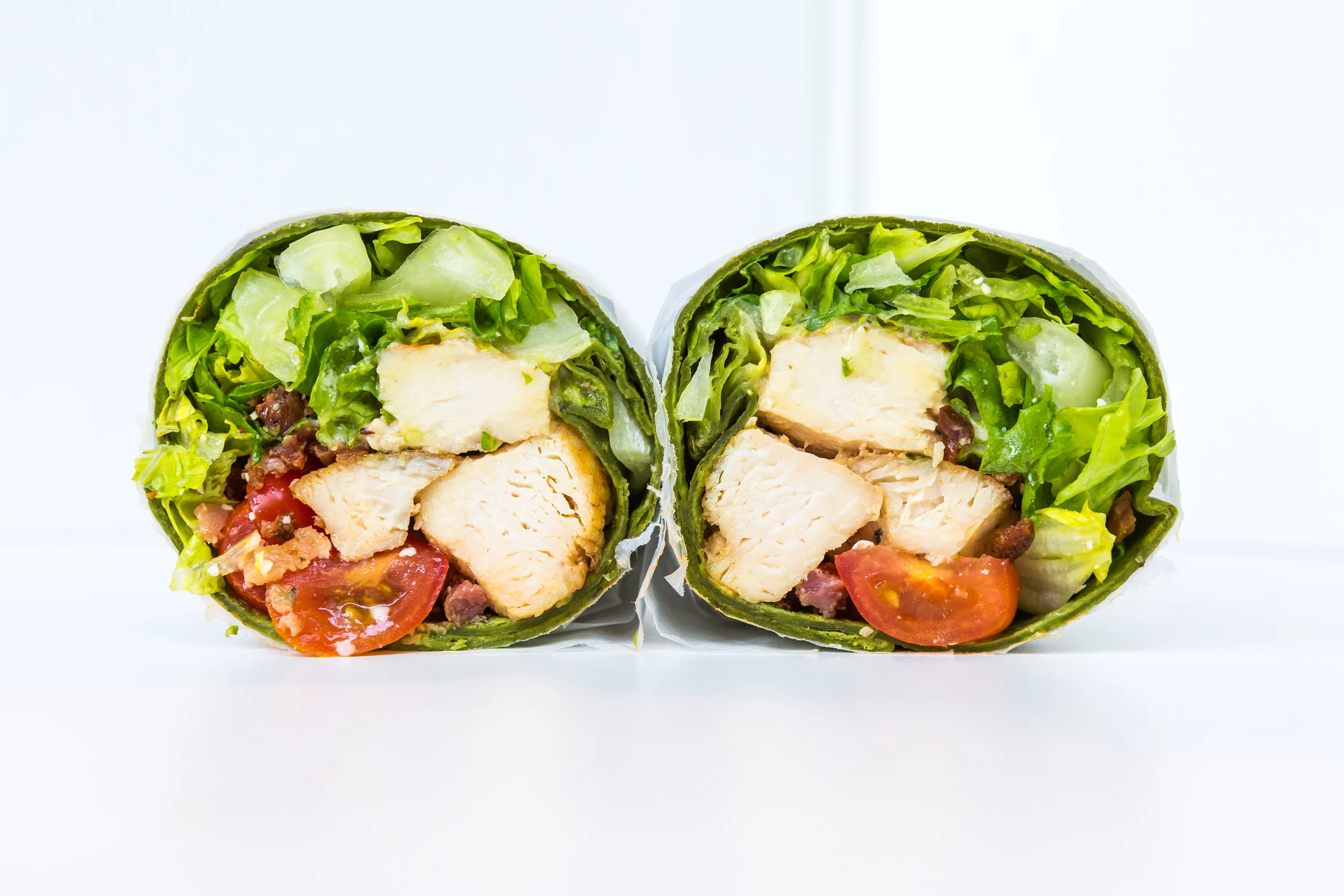 Grilled chicken wrap with fresh greens