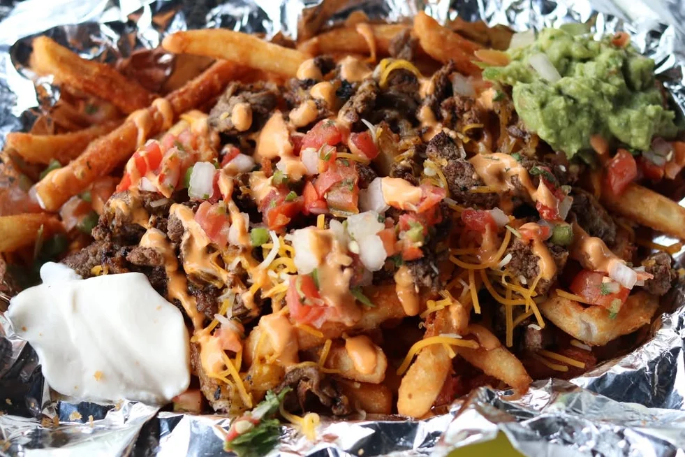 Loaded carne asada fries from Stuffed Burritos in San Antonio