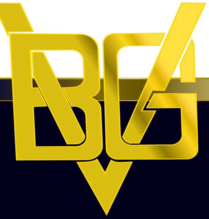 Stylized logo design featuring bold golden letters