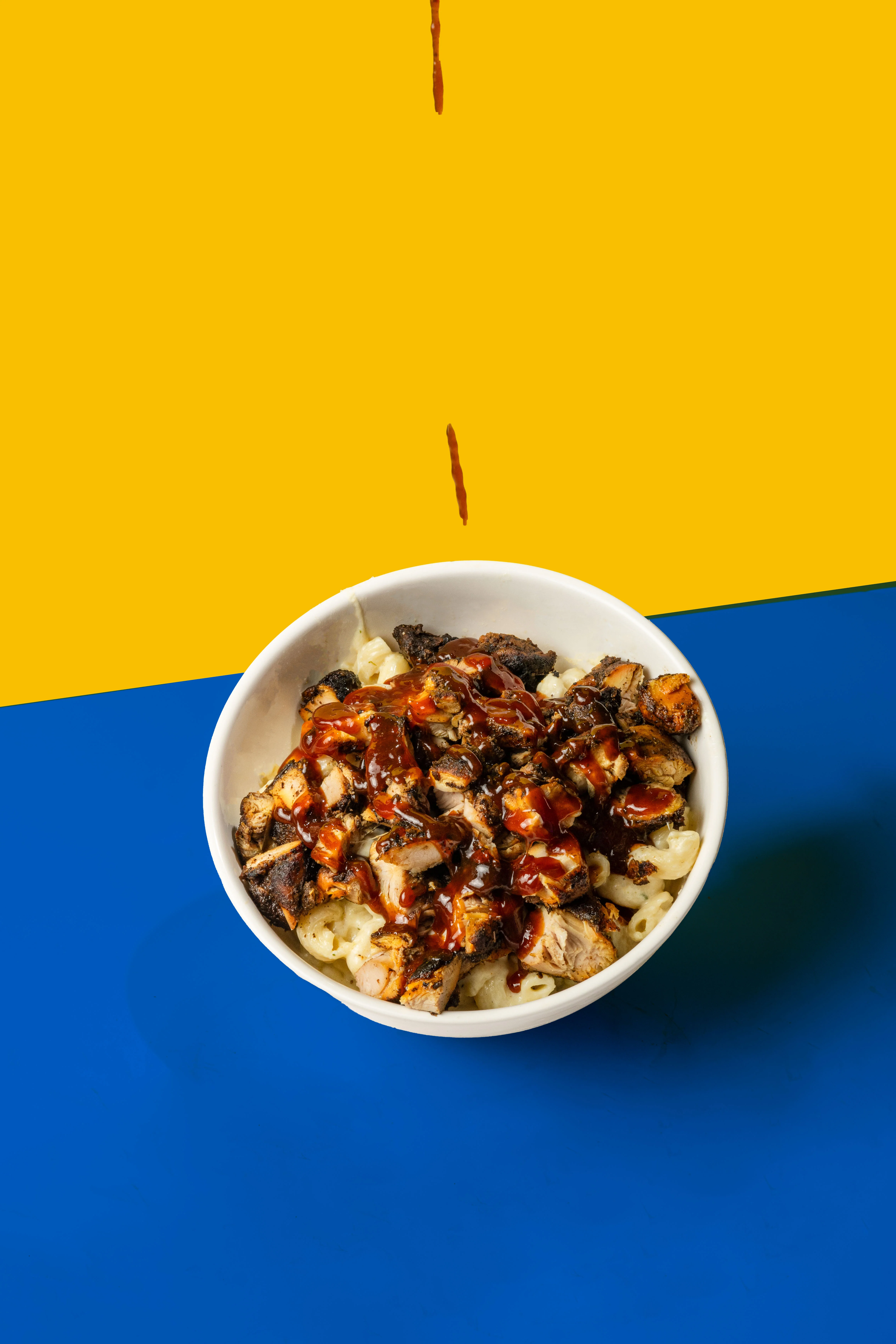 BBQ chicken mac and cheese bowl