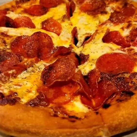 Pepperoni pizza with a crispy crust