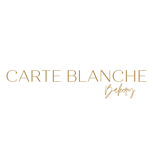 Elegant logo of Carte Blanche Bakery in gold lettering