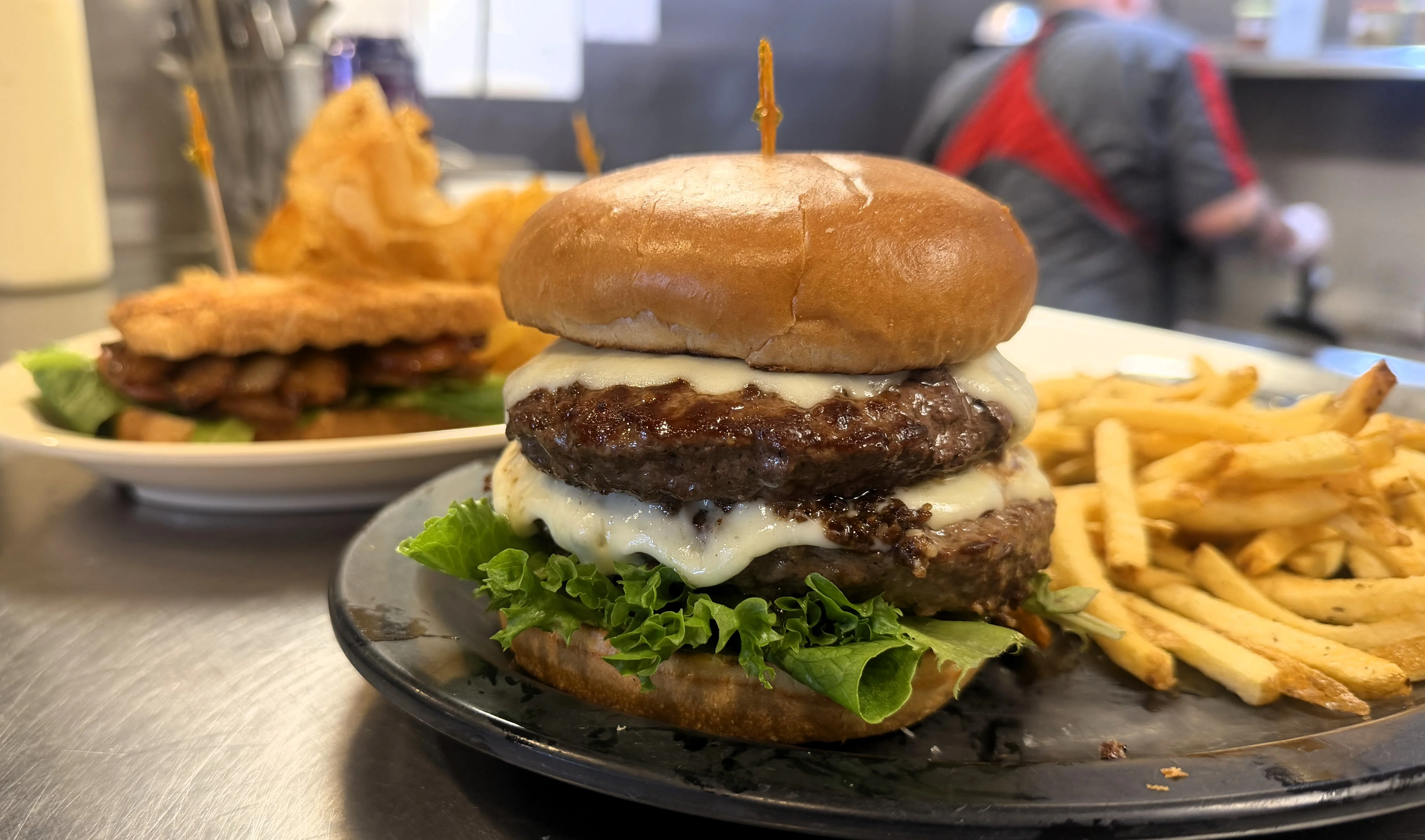 Restoration Brew Worx Award Winning black angus reserve steak burger