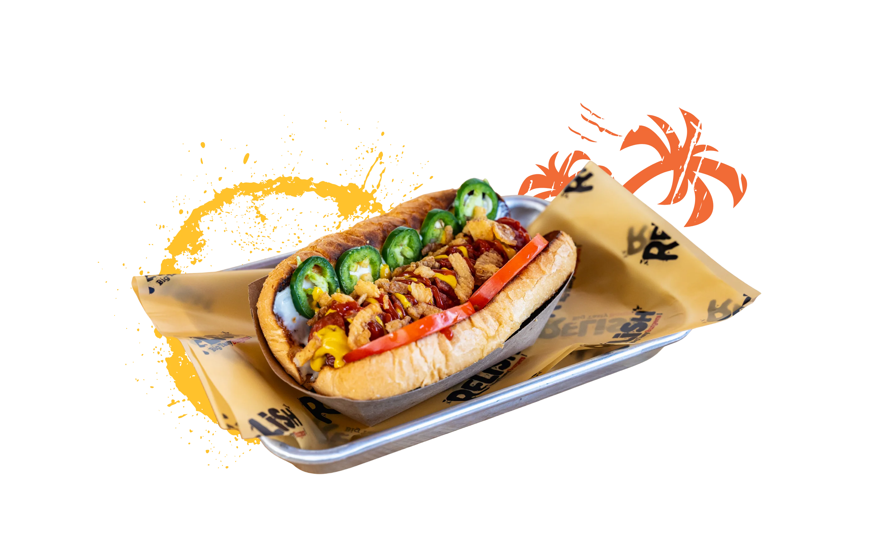 Loaded chili cheese dog with jalapeños