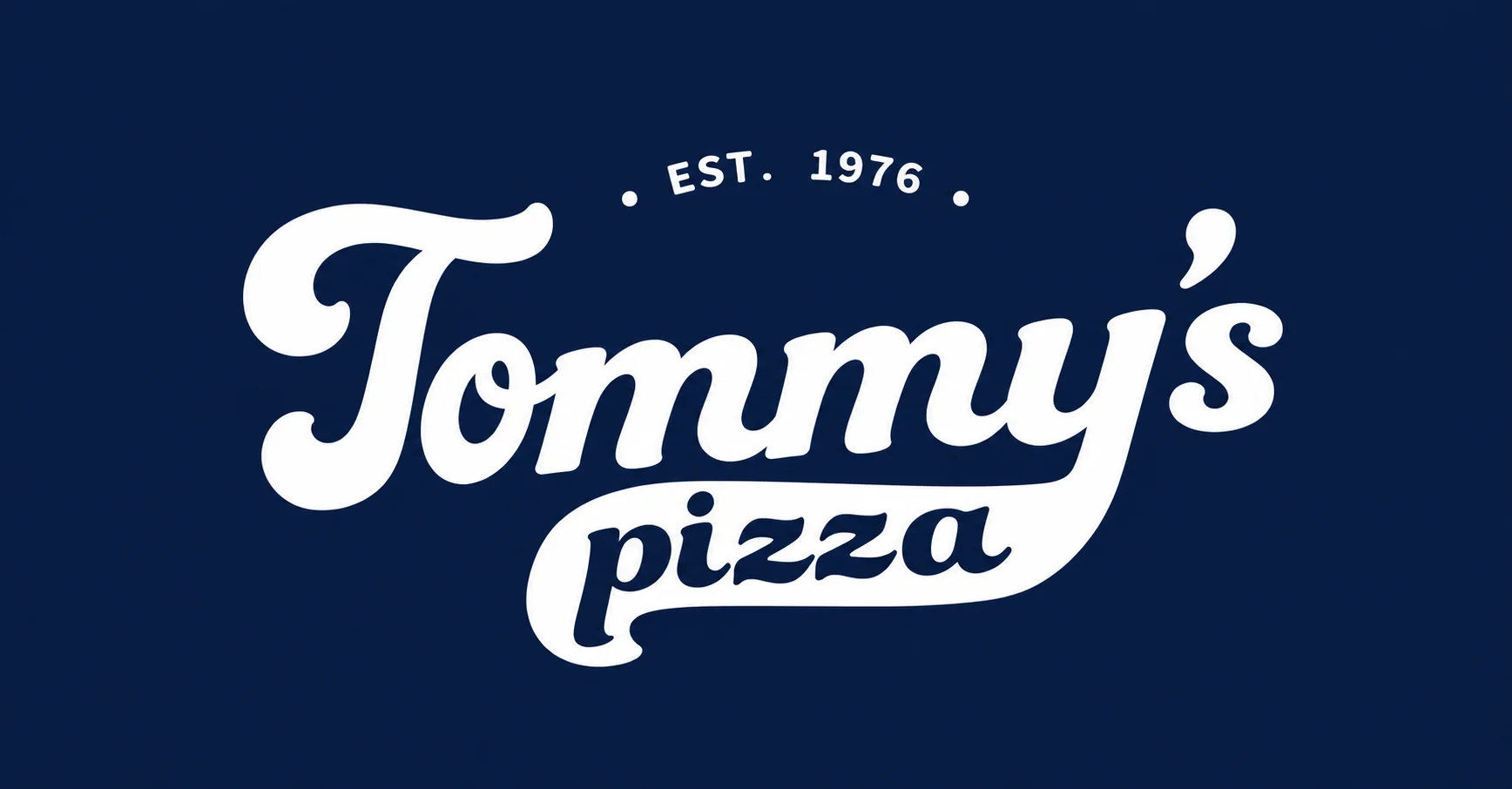 Tommy's Pizza restaurant logo with vintage typography
