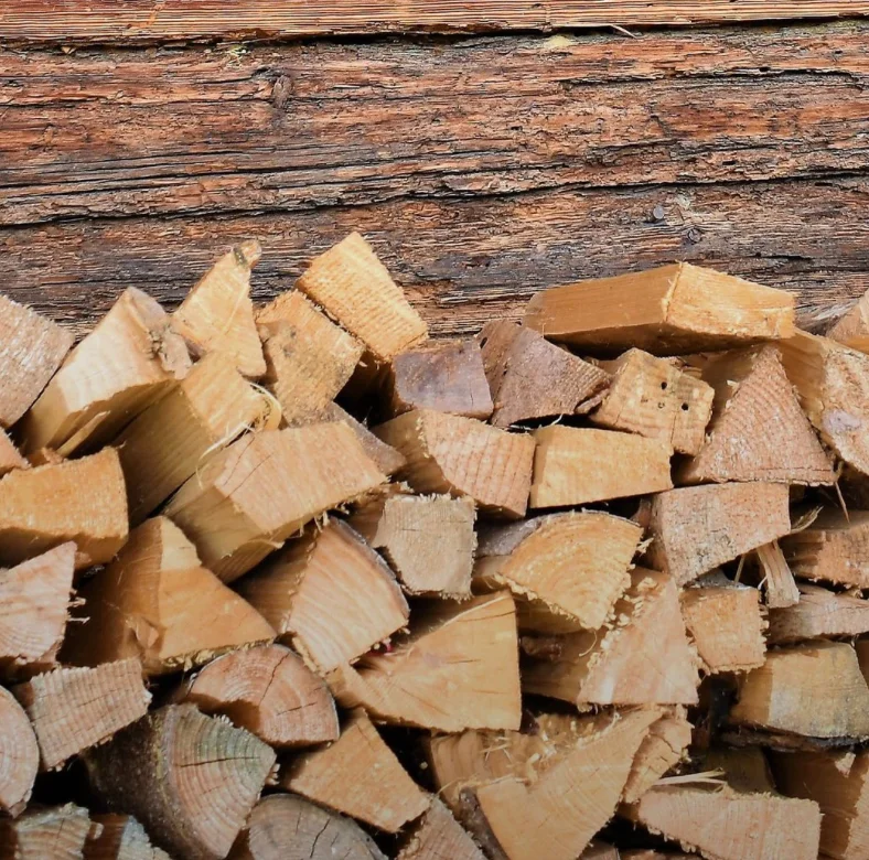 Stacked firewood ready for a cozy fireplace