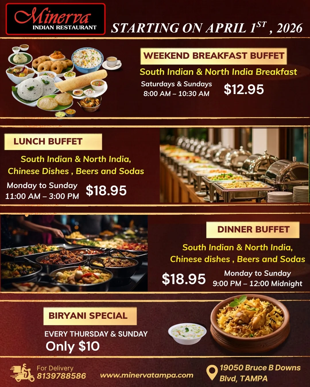 South Indian and North Indian breakfast buffet spread