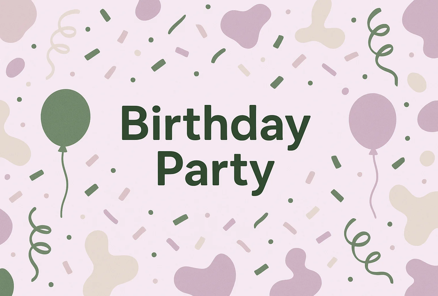 Colorful birthday party invitation design with balloons and confetti