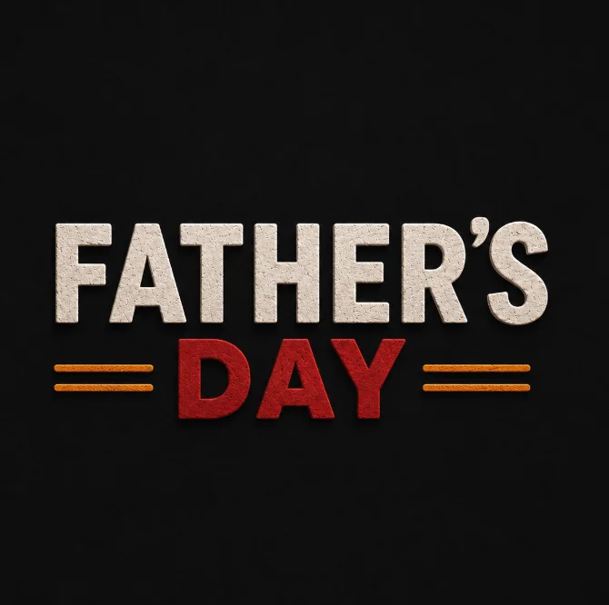 Father's Day menu design with flames and bold typography