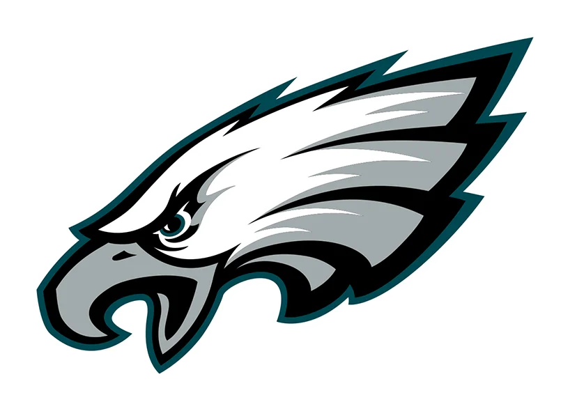 Eagle logo with sharp features and teal accents