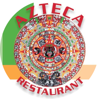 Azteca Restaurant logo featuring vibrant Aztec calendar design