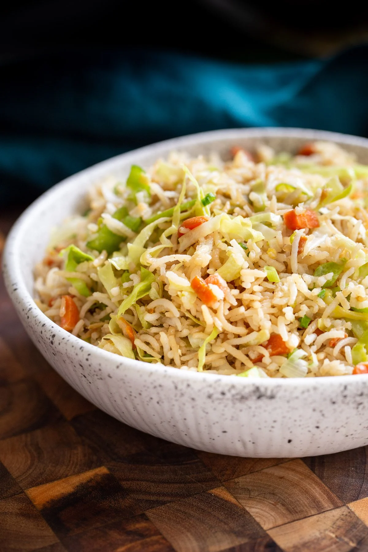 Vegetable fried rice in a bowl, a popular Asian dish