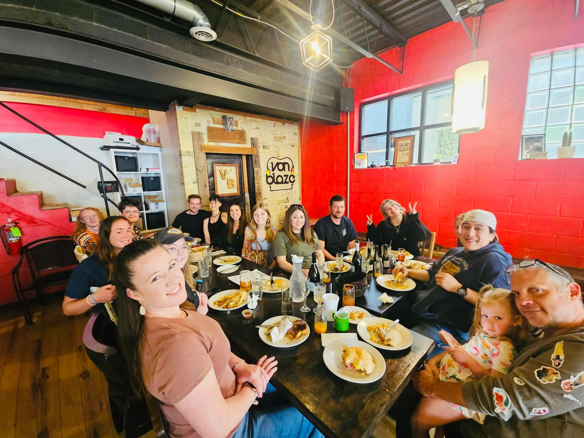 Group dining experience in a vibrant restaurant setting
