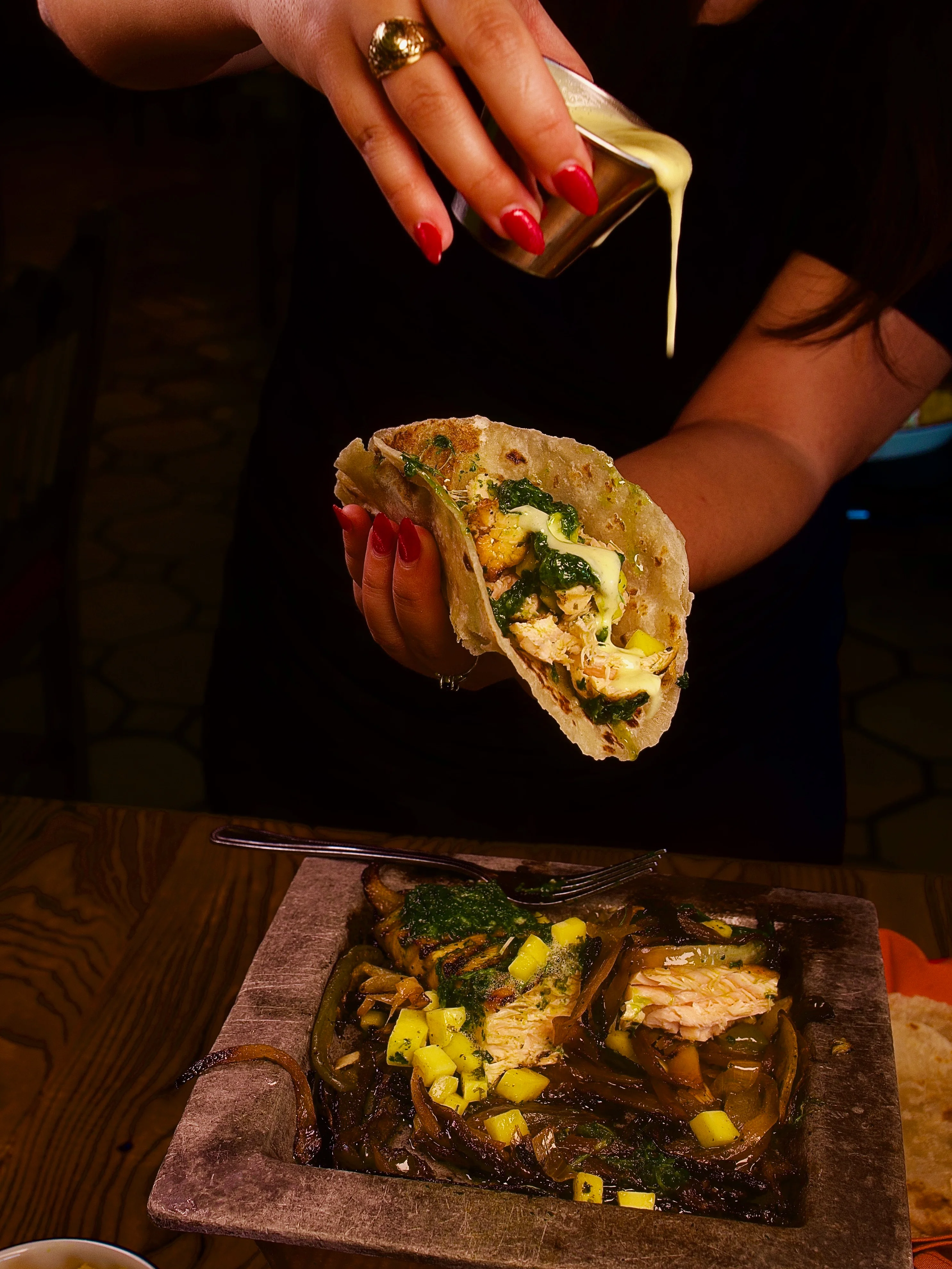 Sizzling Mexican fajitas served with fresh tortillas