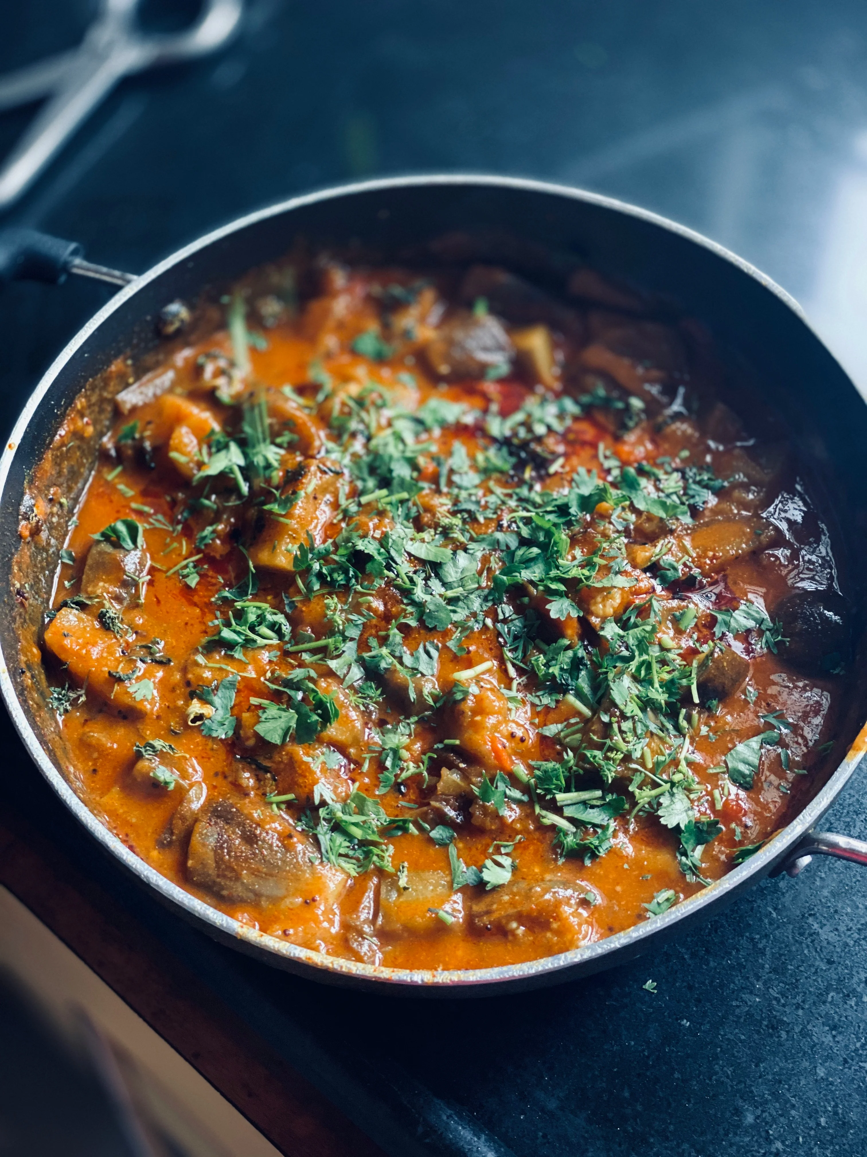 Delicious Indian curry with fresh cilantro garnish