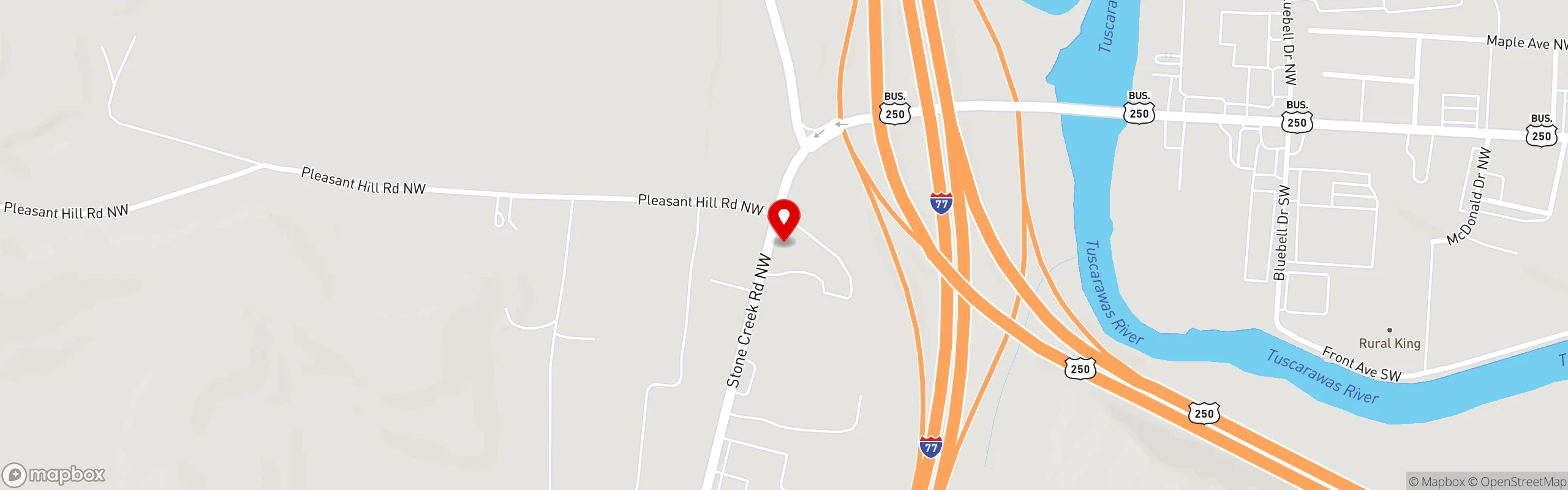 Map showing location near Pleasant Hill Road and Stone Creek Road