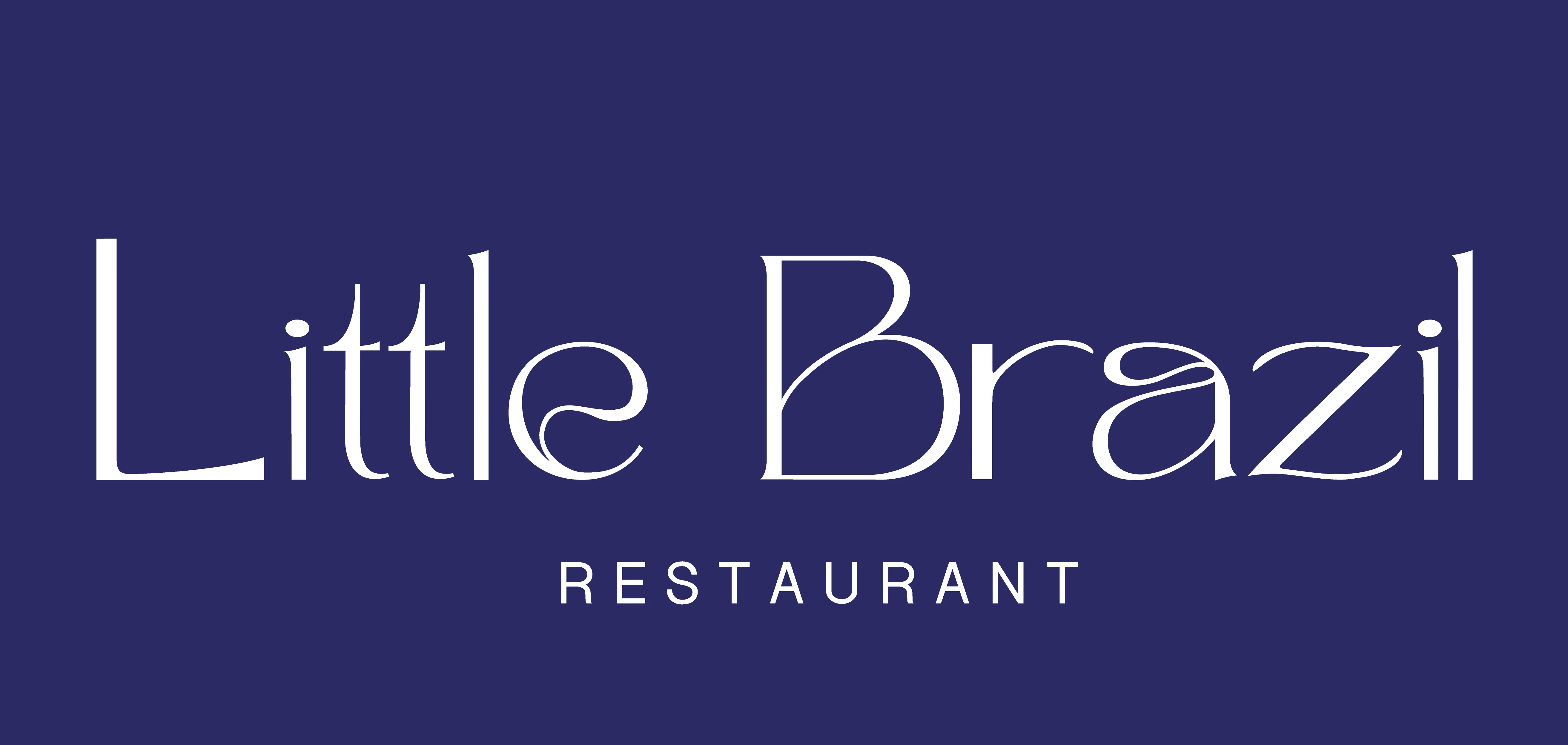 Logo of Little Brazil Restaurant on a navy background