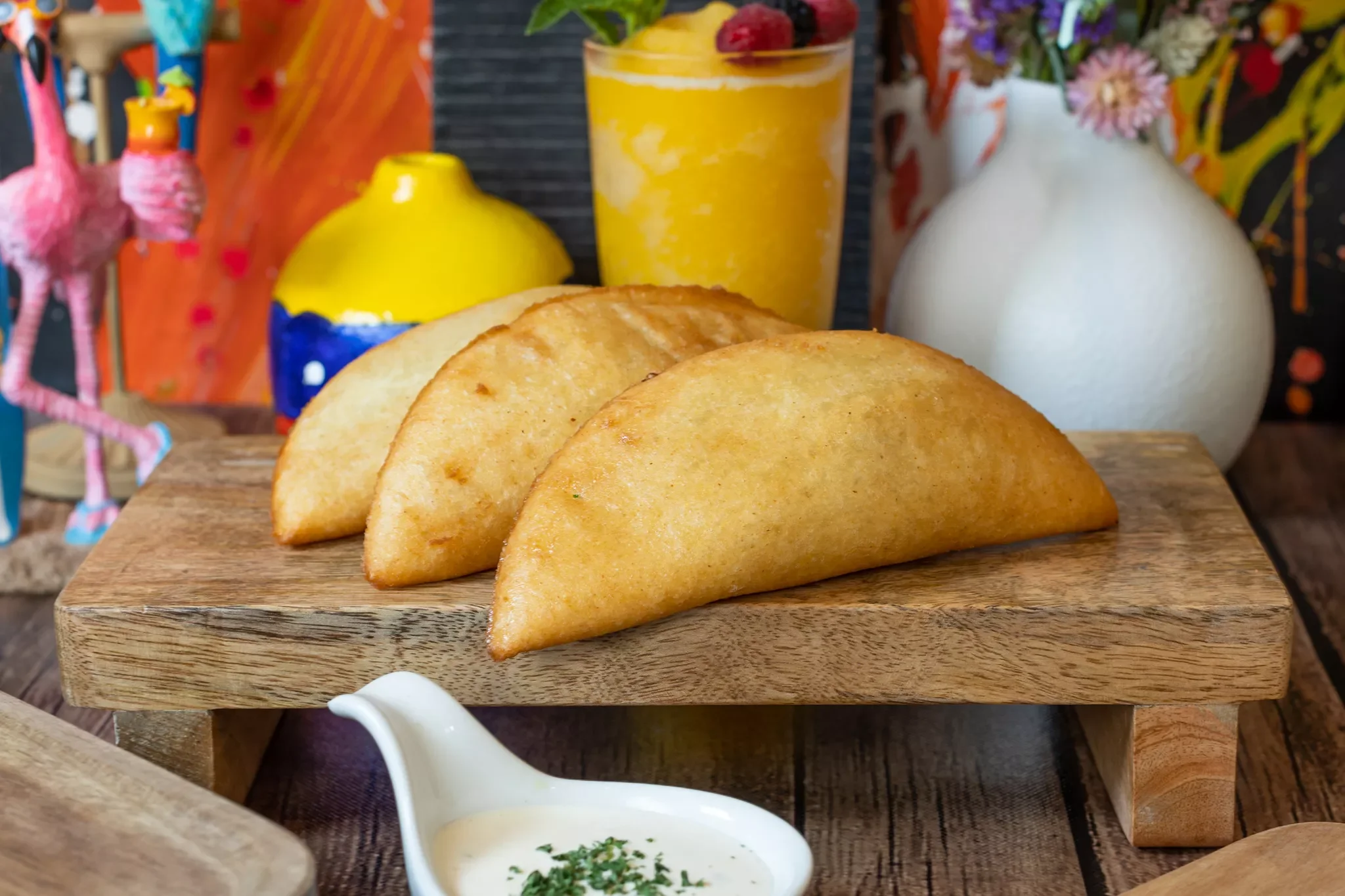 Crispy Mexican empanadas served with dipping sauce