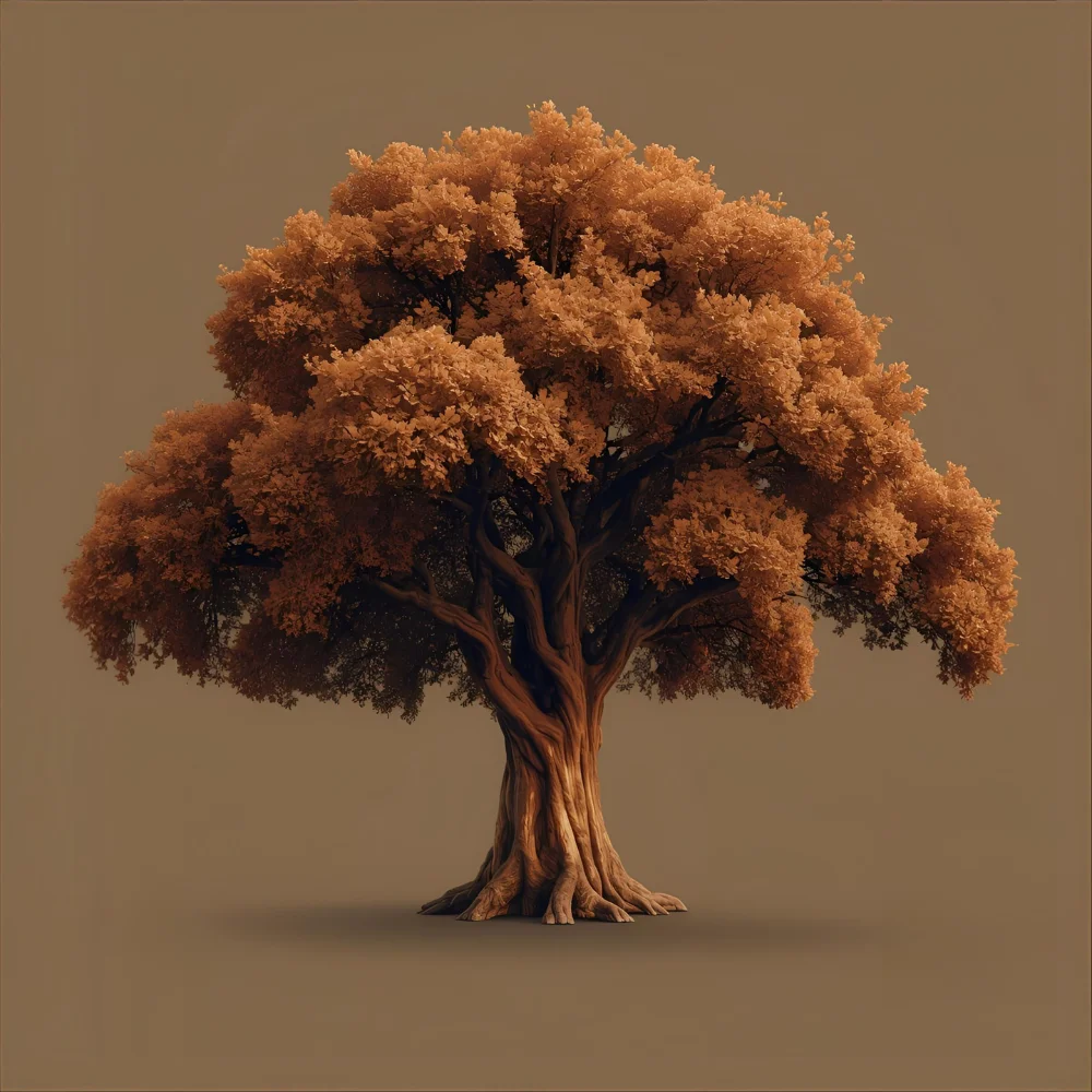 Majestic autumn tree with vibrant orange foliage