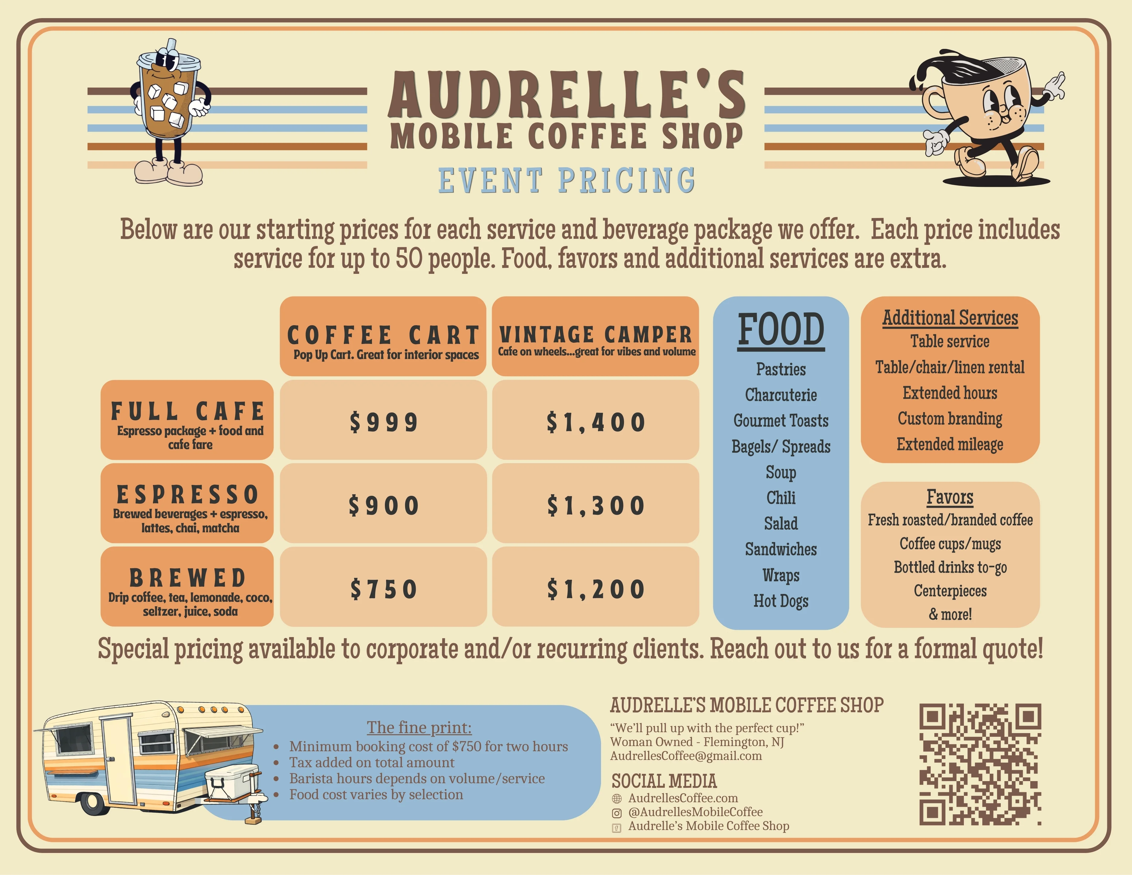 Event pricing for mobile coffee shop services