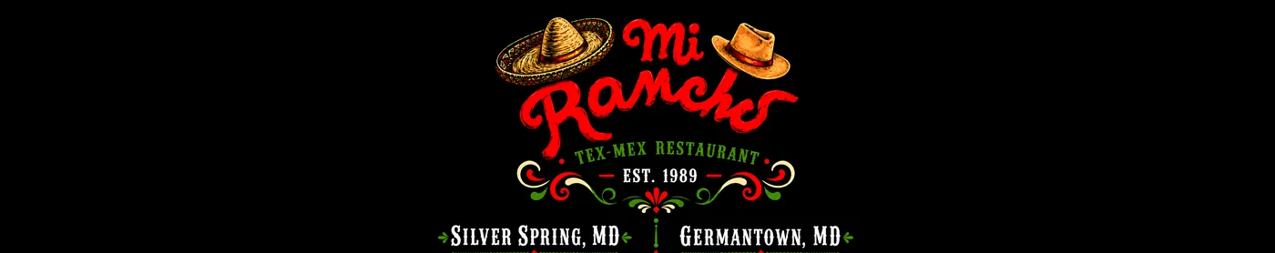 Restaurant logo with colorful cowboy hats and hand-lettered typography