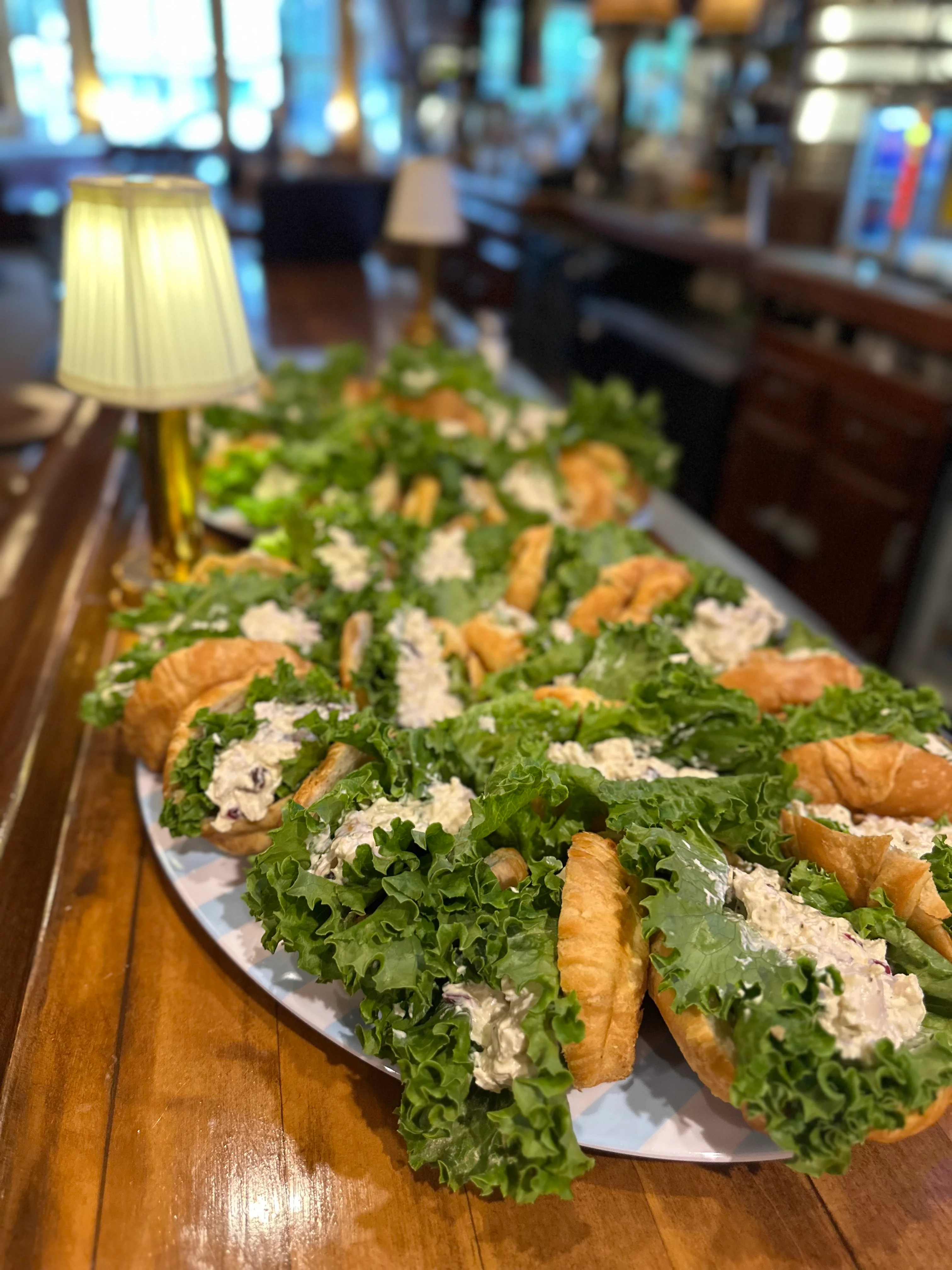 Croissant sandwiches with chicken salad and fresh lettuce
