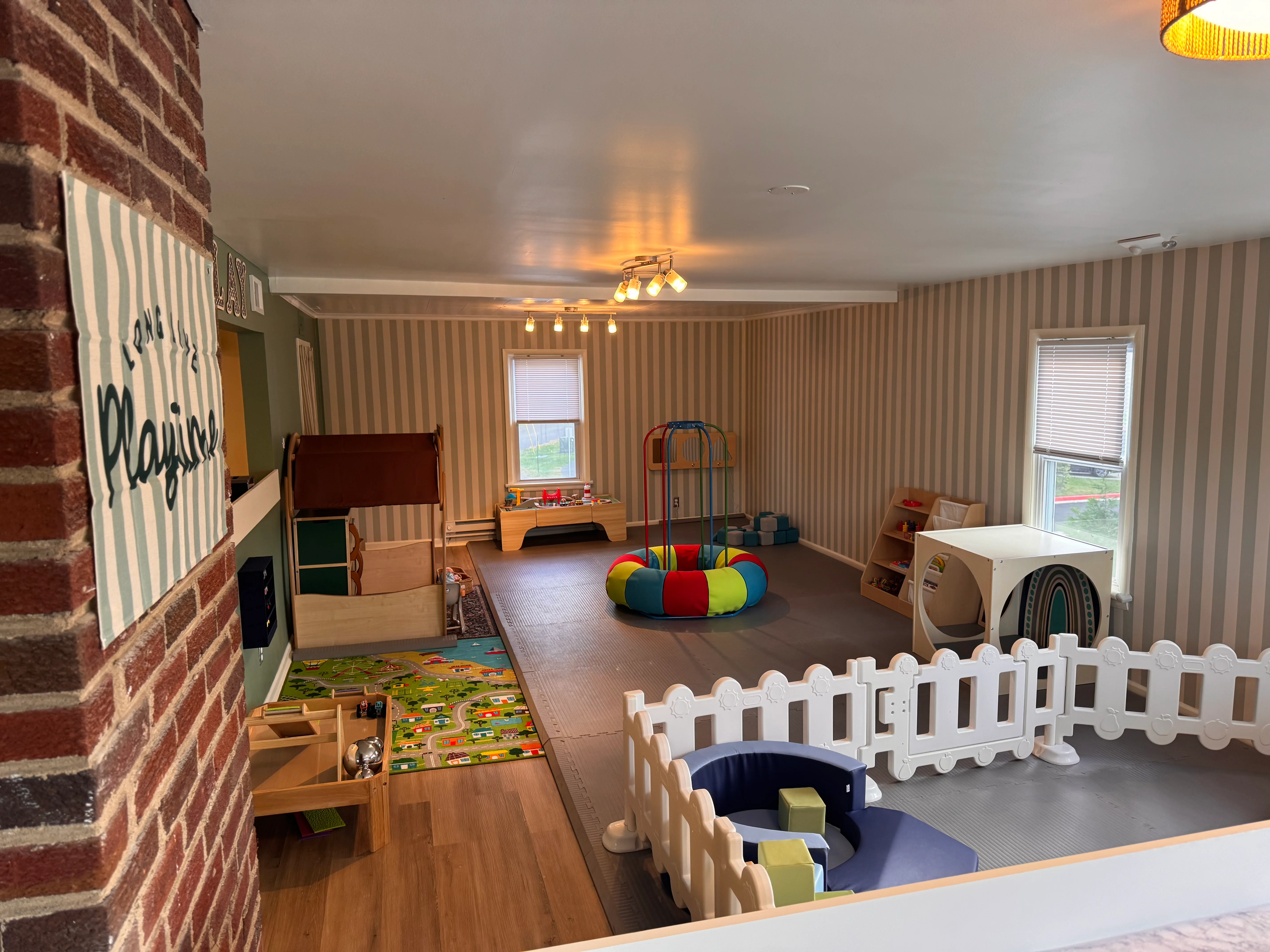 Bright and inviting children's playroom with toys and play structures