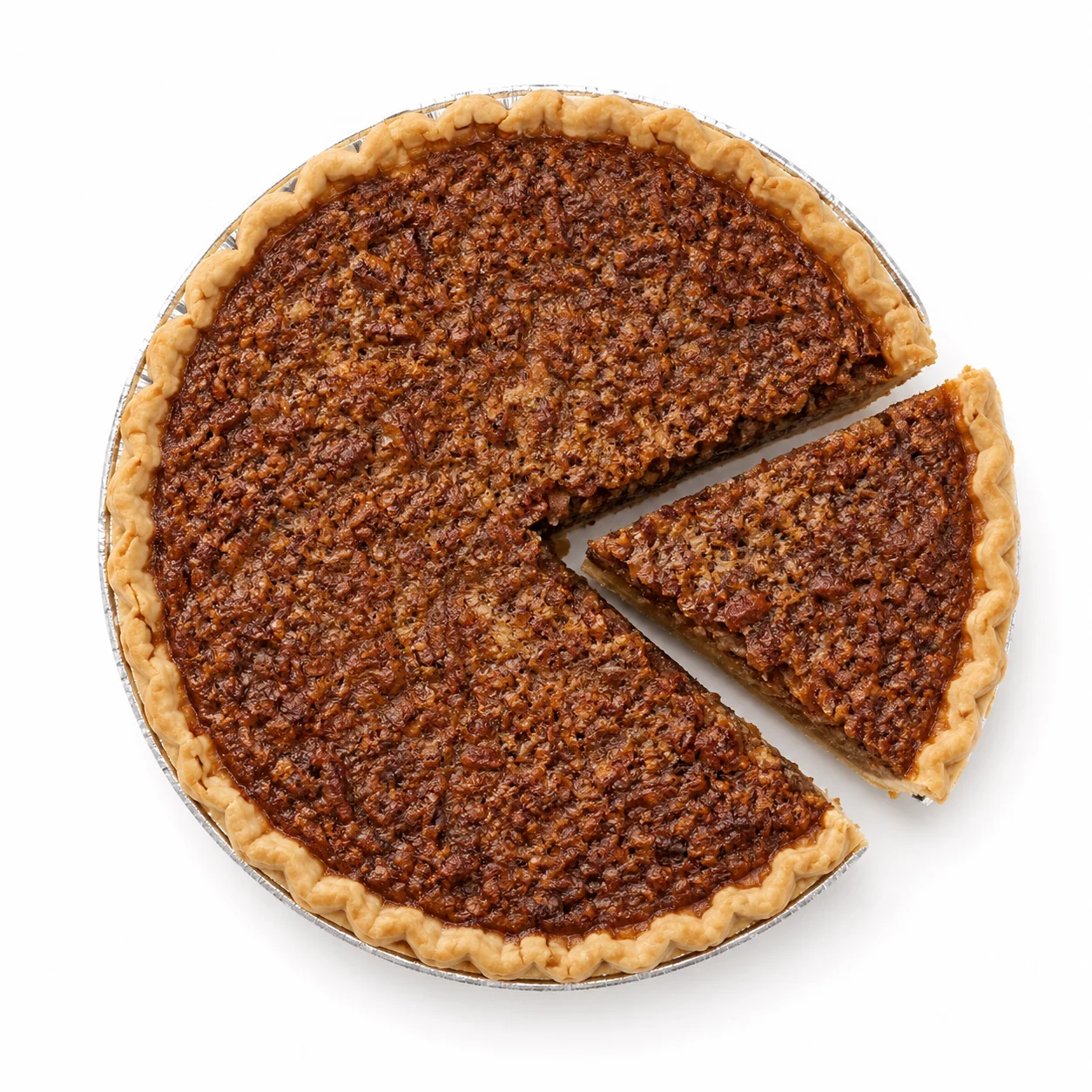 Classic pecan pie with a golden crust