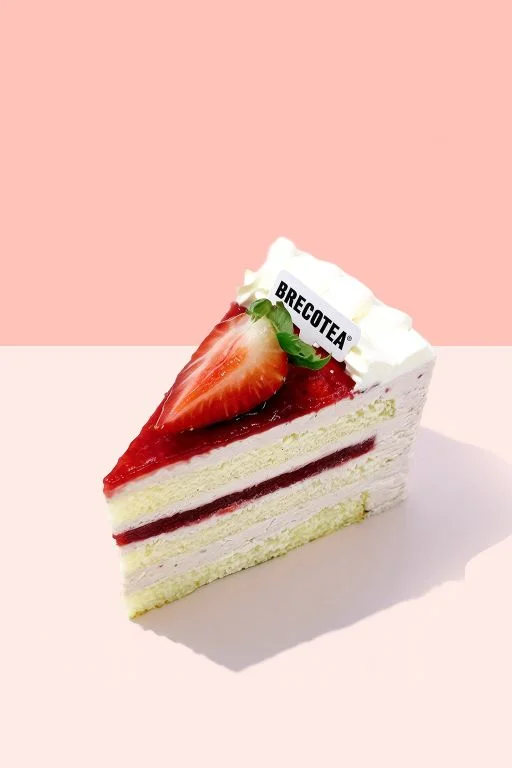 Strawberry shortcake slice with whipped cream