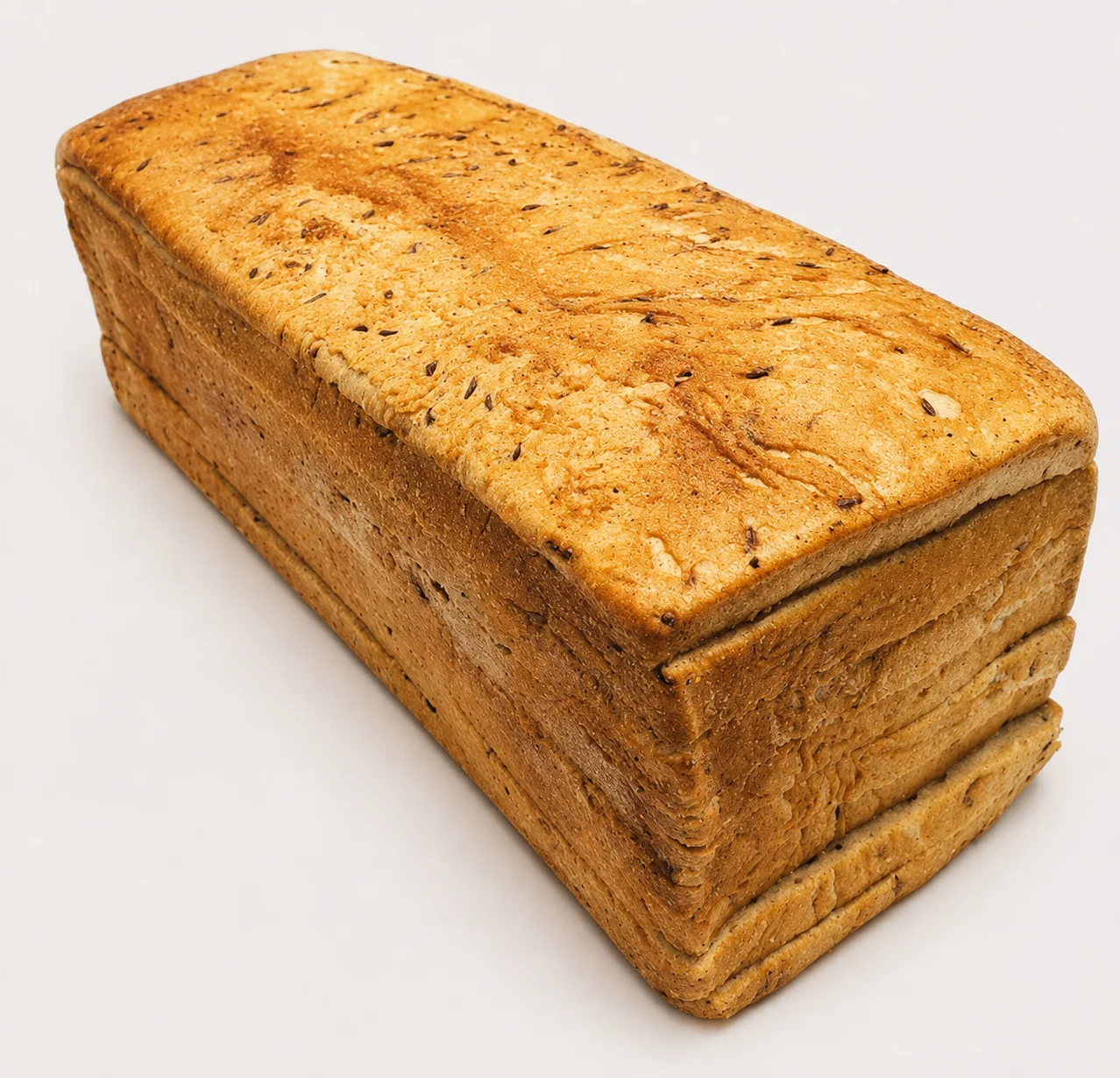 Freshly baked loaf of bread with a golden crust.