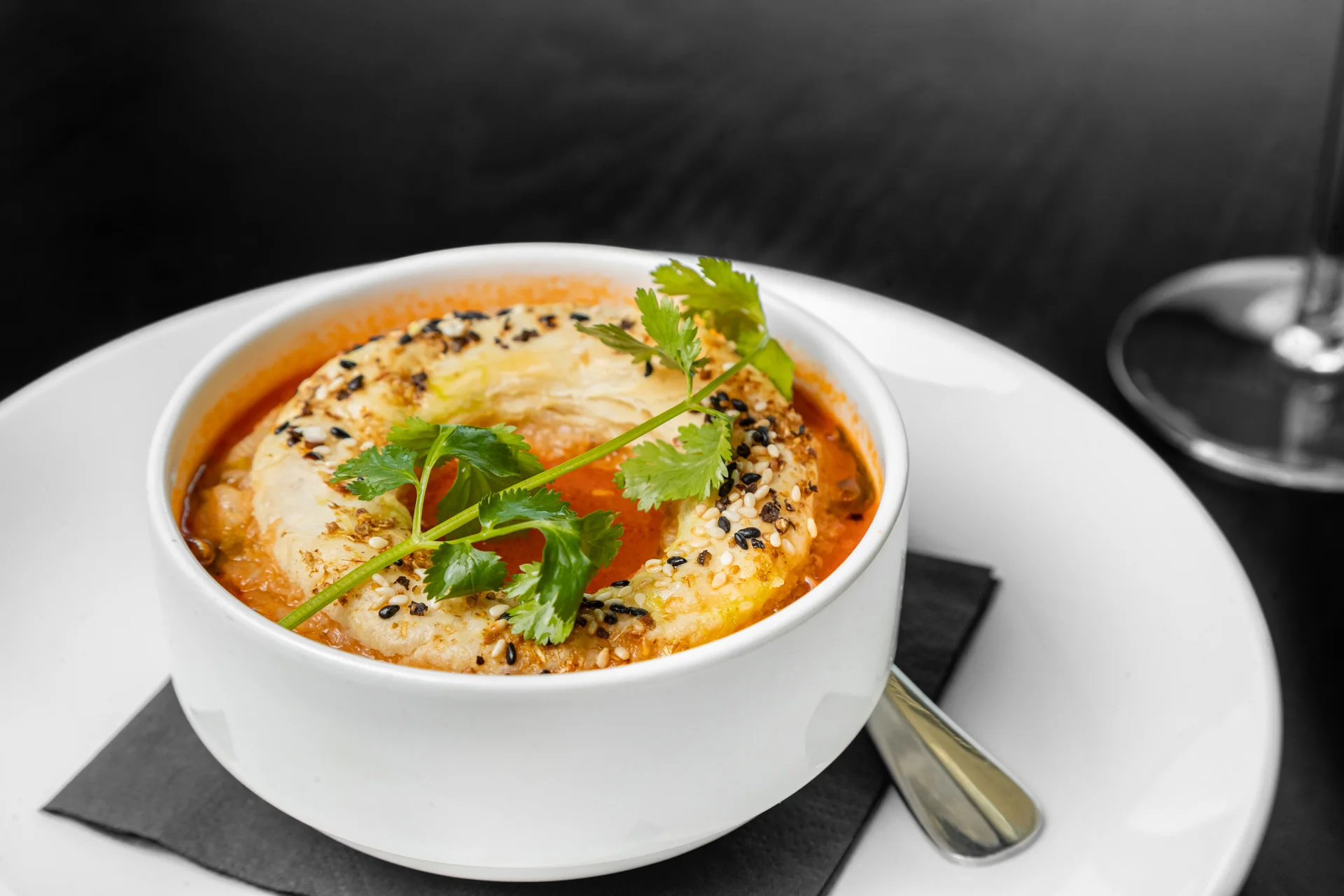Bowl of Indian dal makhani topped with cilantro