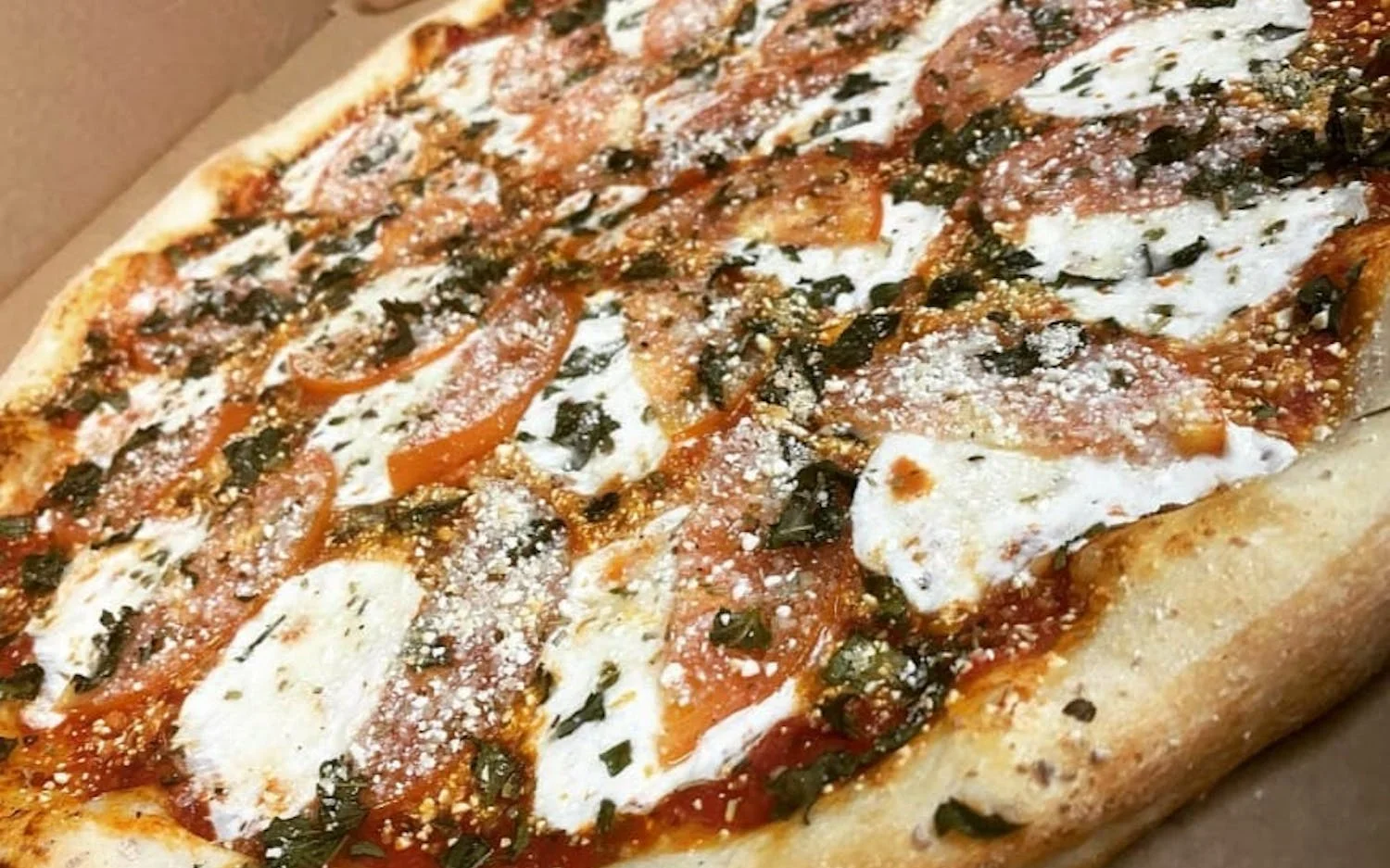 Margherita pizza with fresh mozzarella and basil