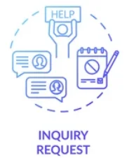 Graphic depicting inquiry request with help sign and notes