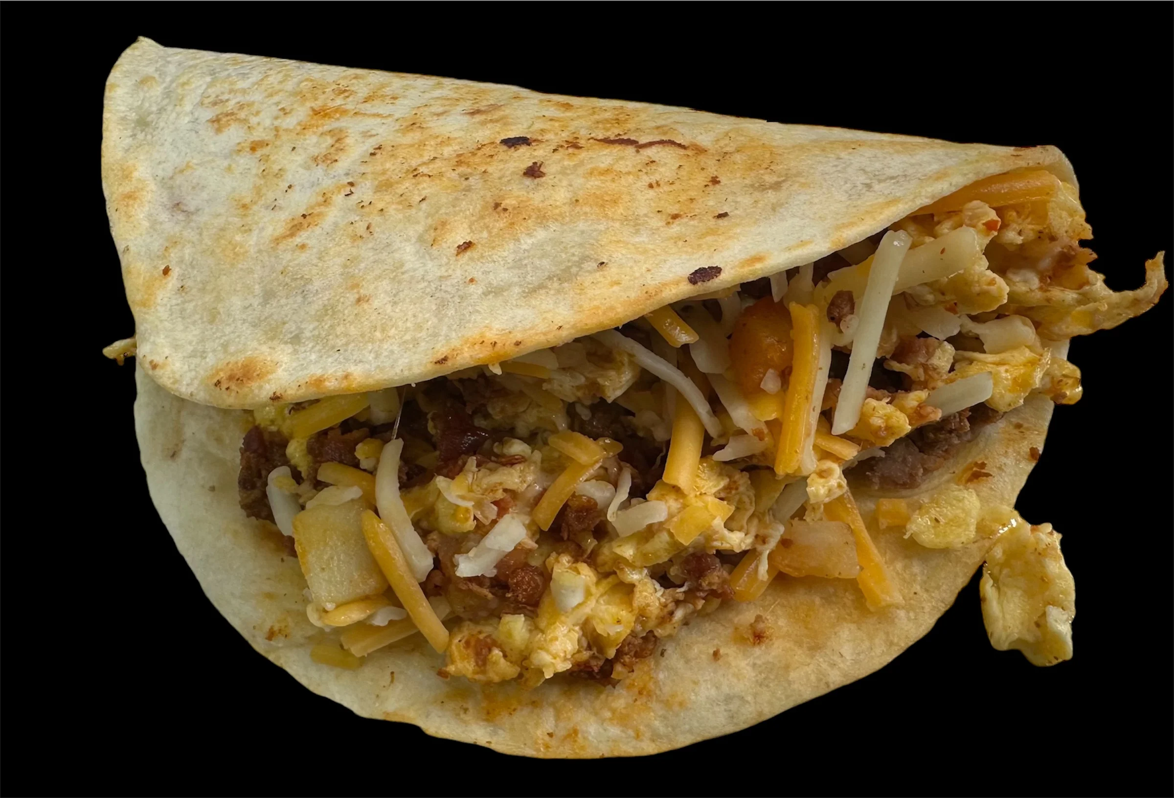 Breakfast burrito with eggs and cheese