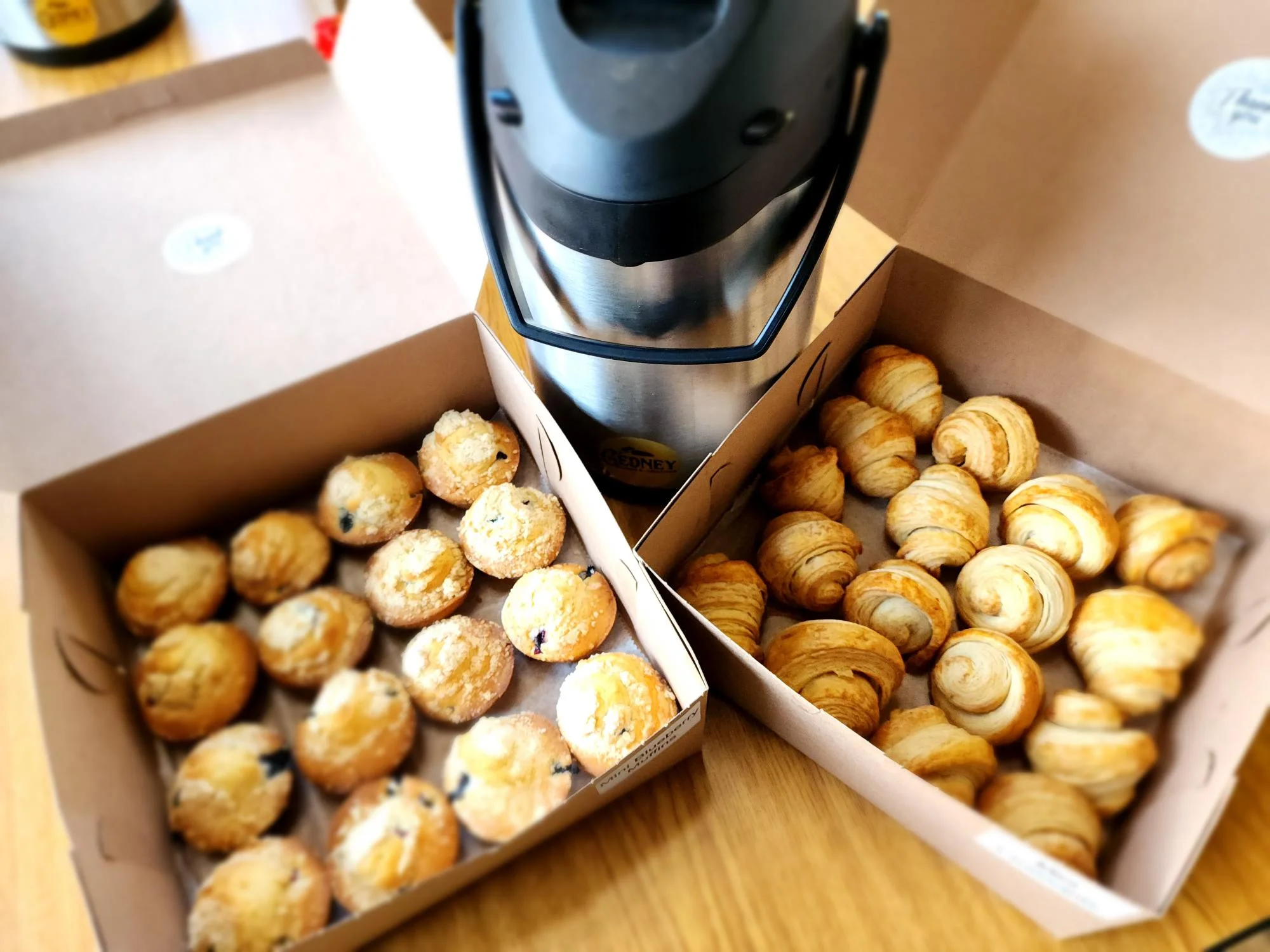 Mini muffins and mini croissants