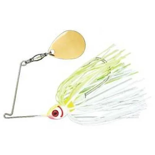 Booyah Single Colorado Spinnerbait Mustad Fishing Hook, 4/0, 1/2oz, 1 Piece, White/Chartreuse, BYBC12616