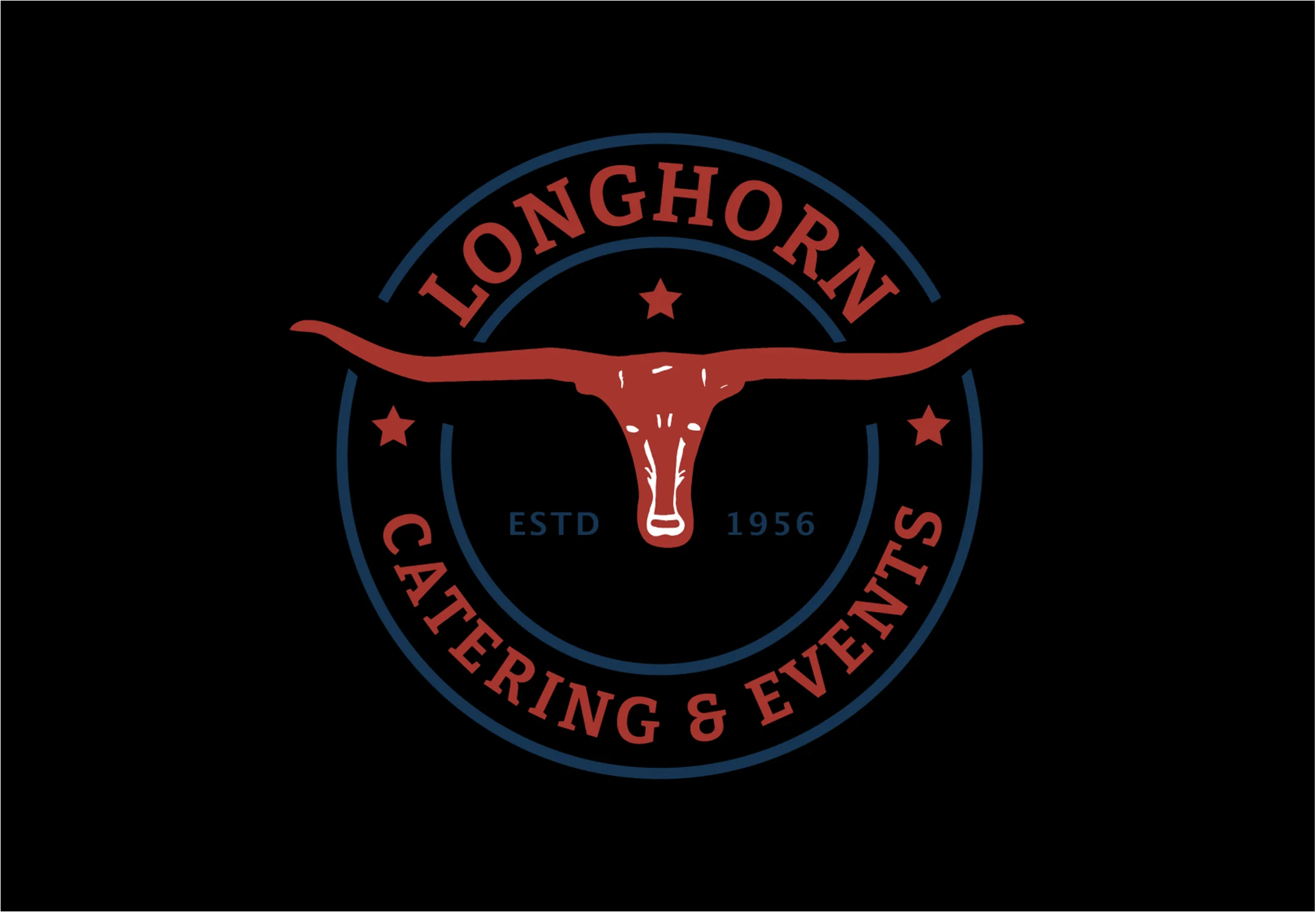 Longhorn Catering & Events logo with a bull skull design