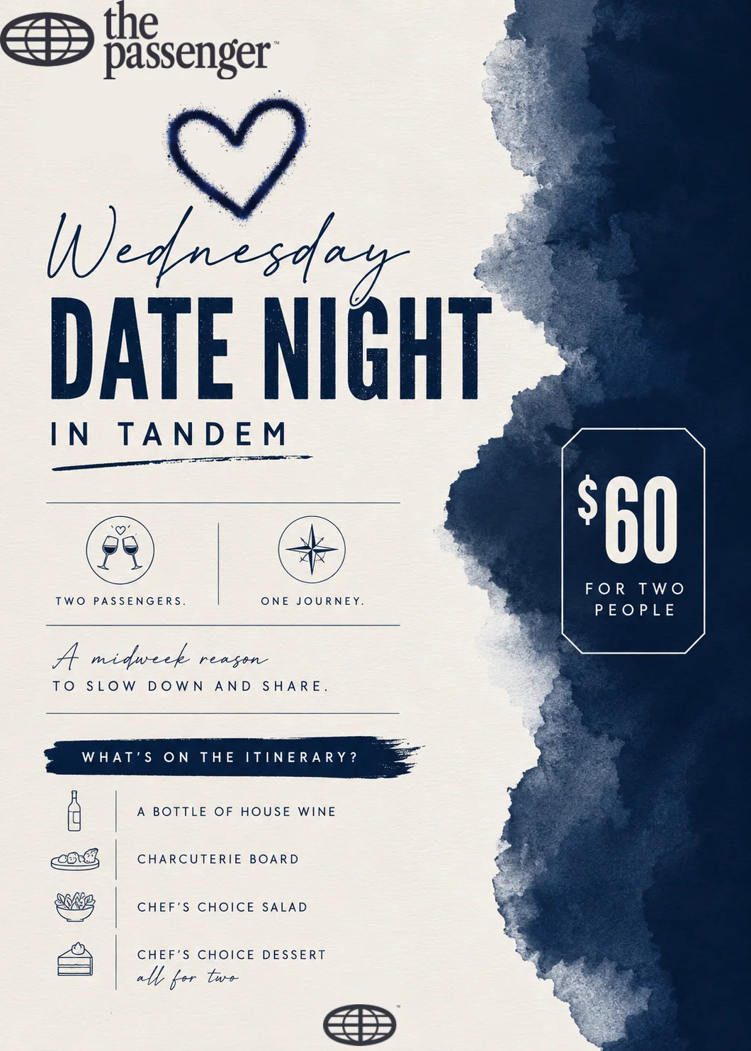 Promotional poster for a restaurant date night special