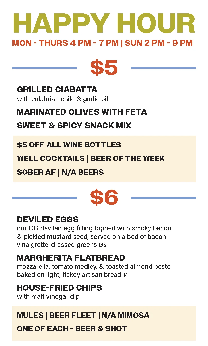 Happy Hour Menu Page 1