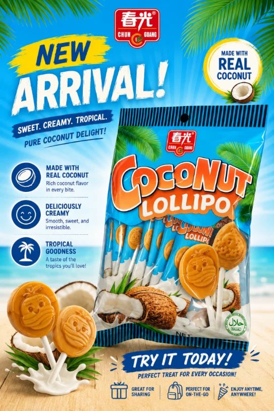 Coconut lollipops with tropical flavor