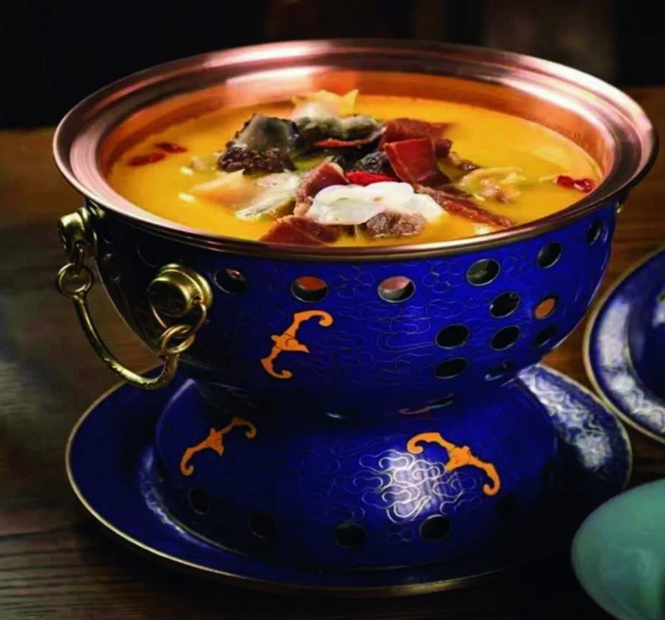 Chinese hot pot with assorted meats and vegetables