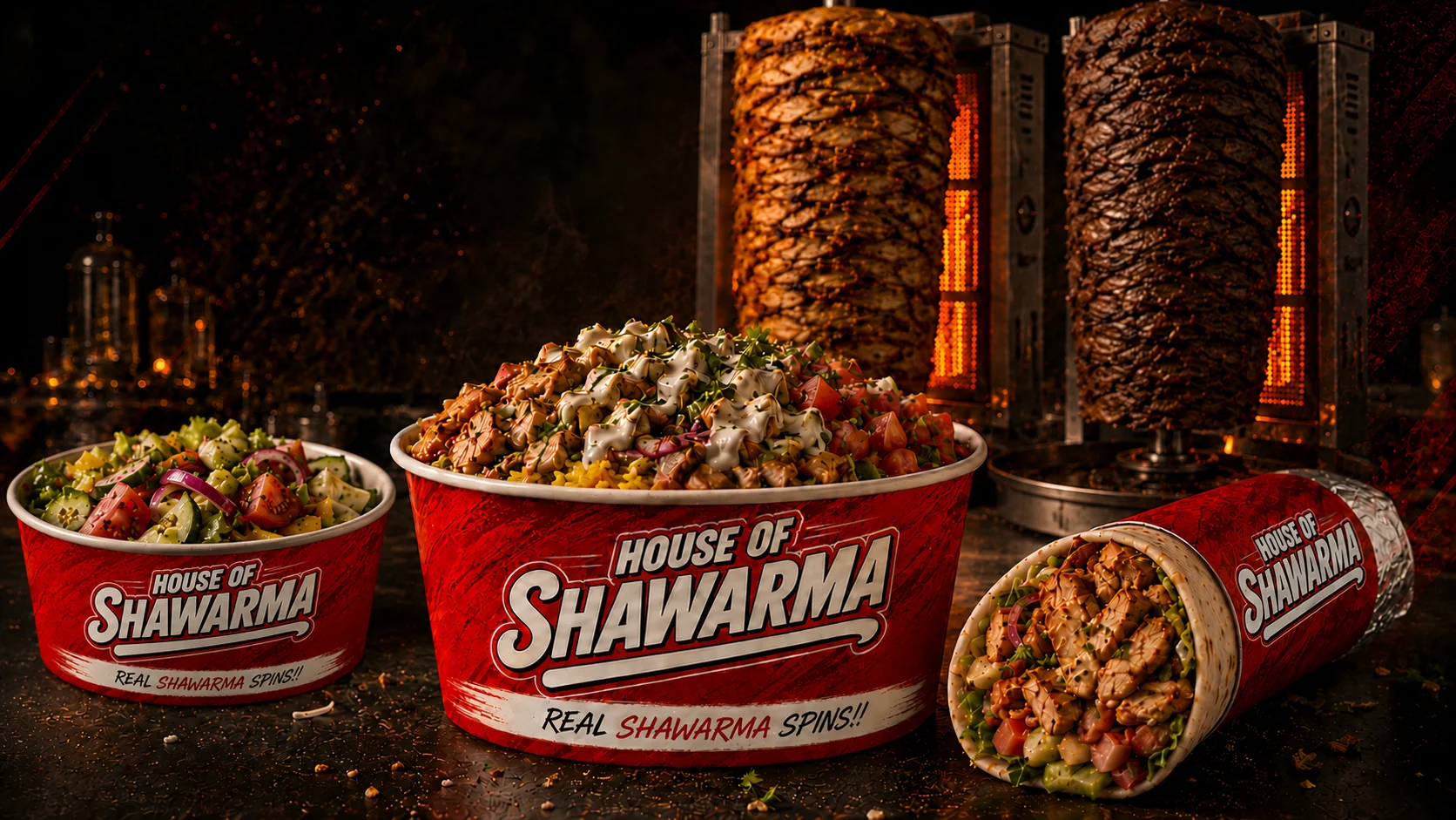 Delicious shawarma bowls and wrap from House of Shawarma