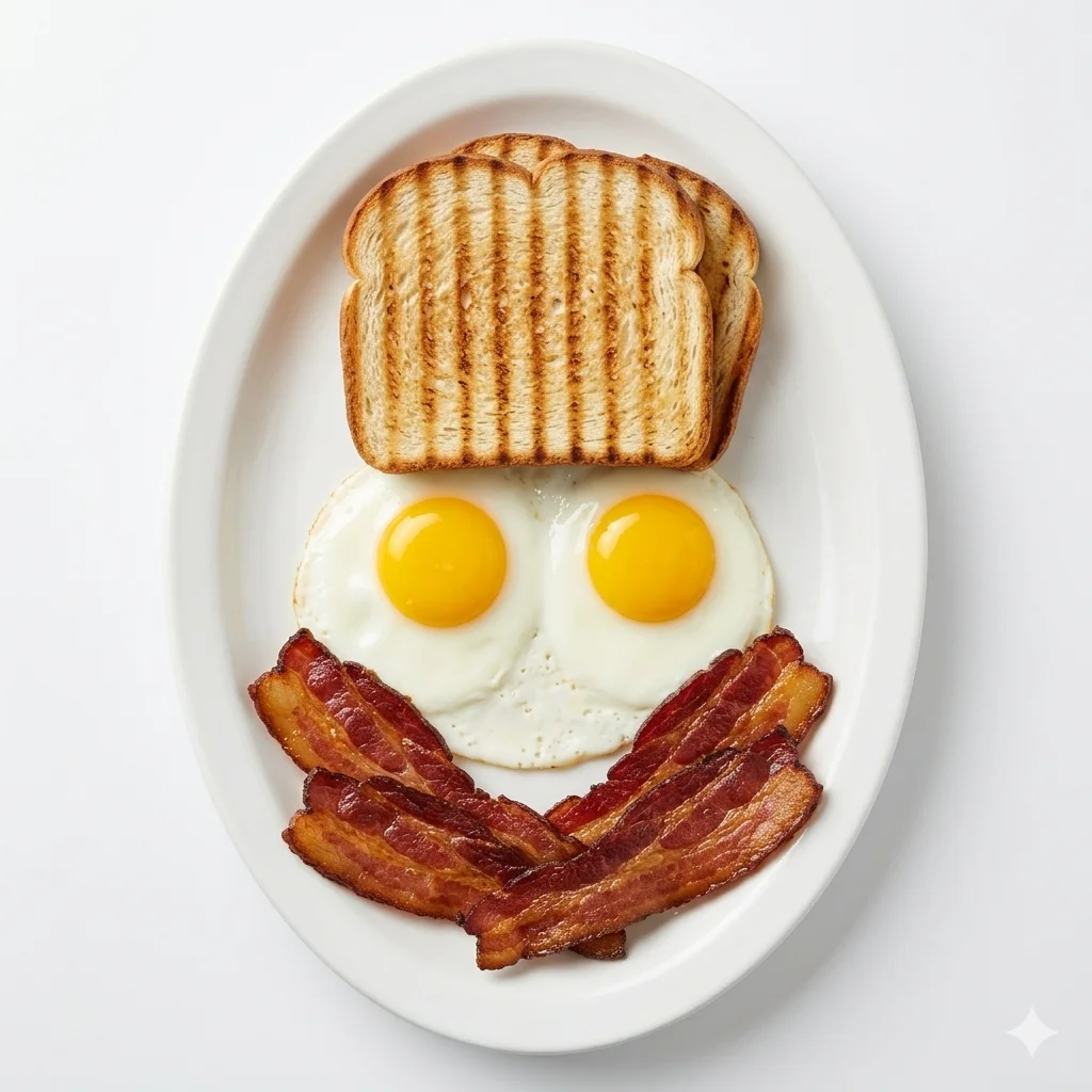 Pan Tostado, Tocineta y Huevos
